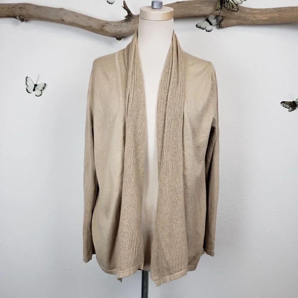 Lands end camel colored waterfall cardigan